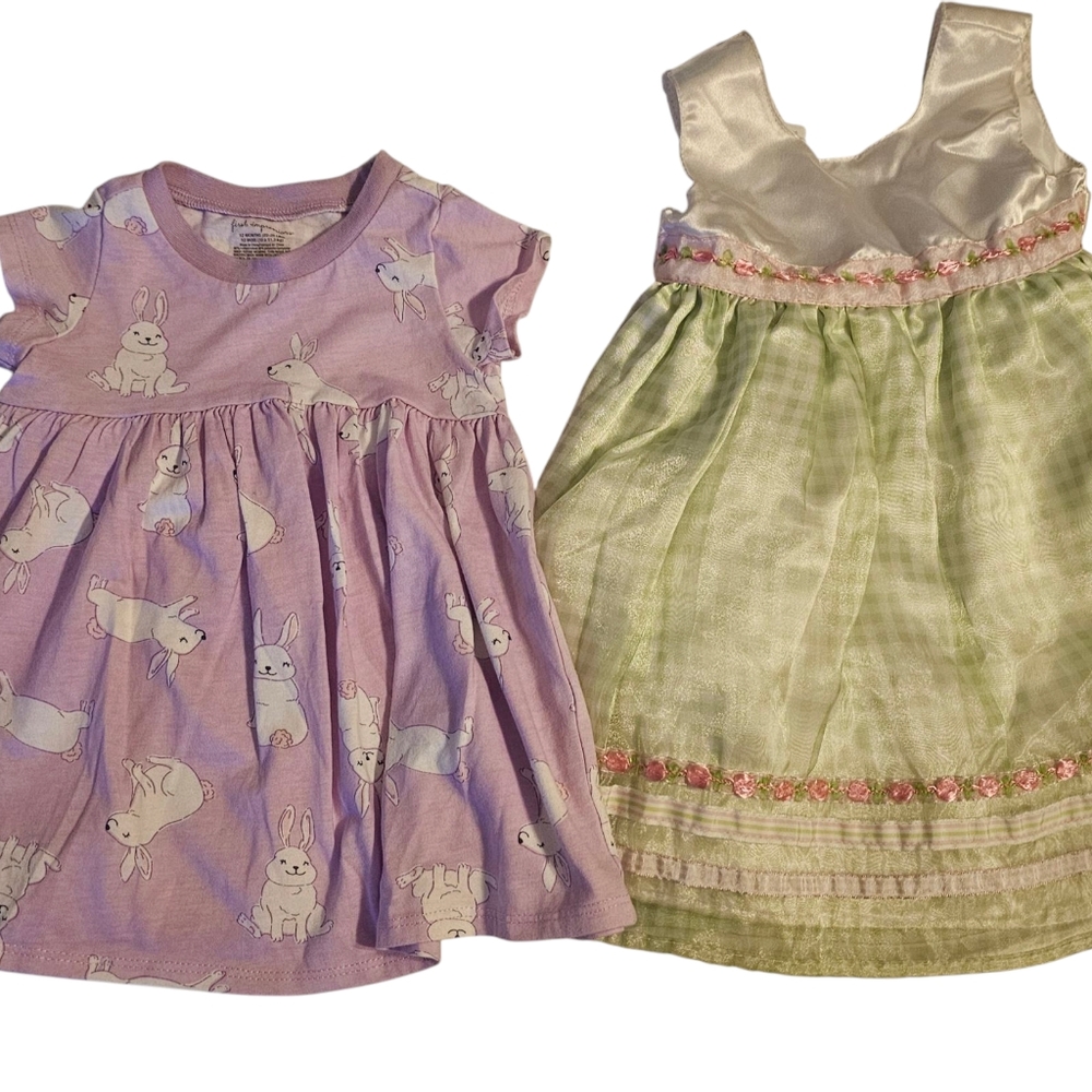 Baby Girl Dress Lot 12 Months Easter Bunny Egg Hunt Clothes Lot Church Dress